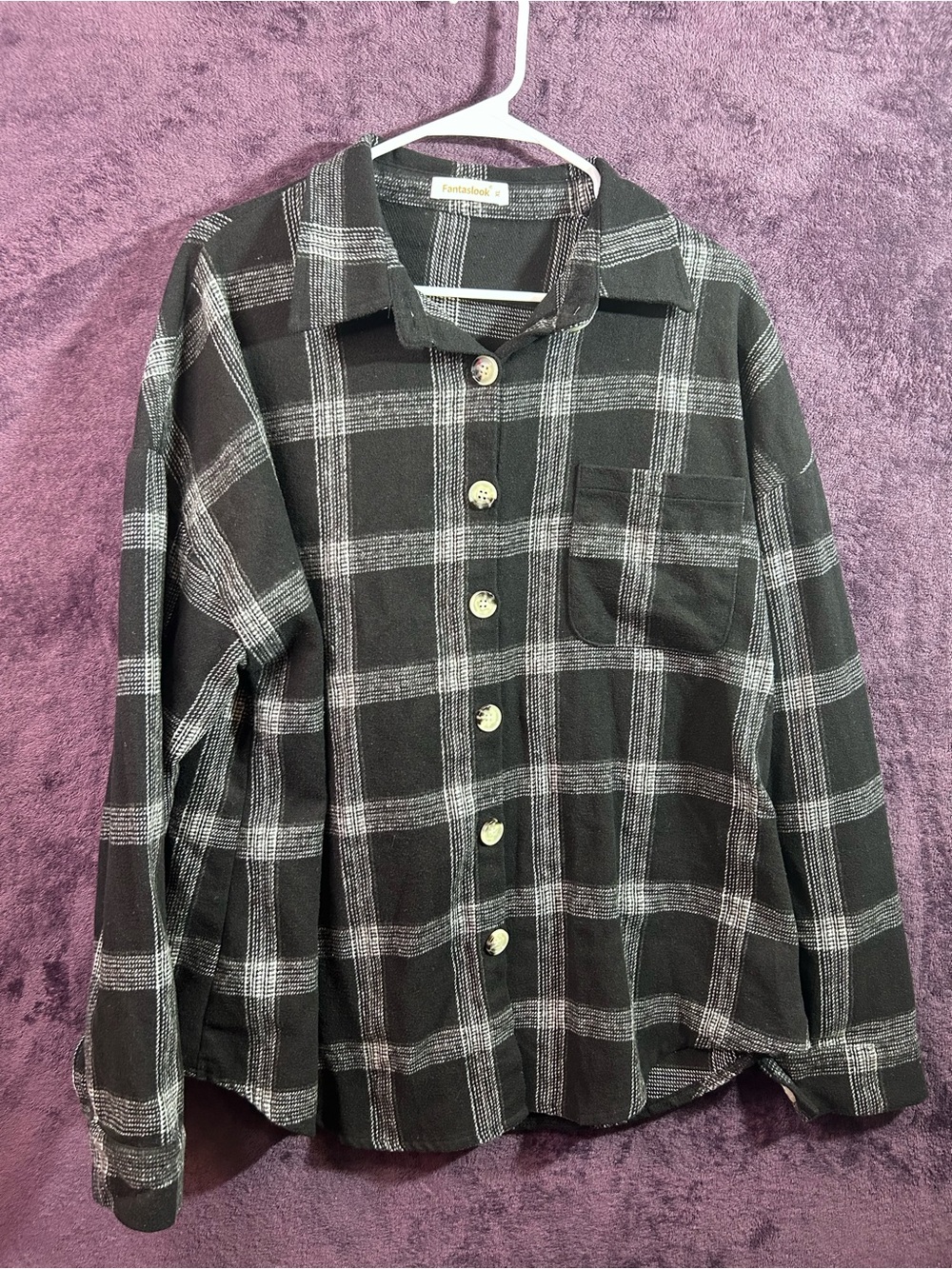 Men's Black Plaid Button-Down Shirt - Casual Long Sleeve